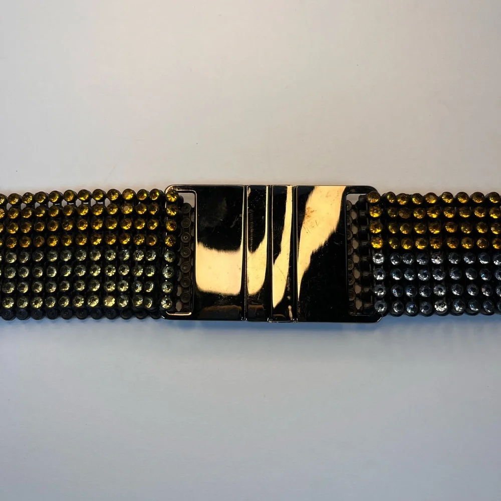 Beaded Stretch‎ Disco Belt Clasp Closure Multi-Colored Stretchy Color Block